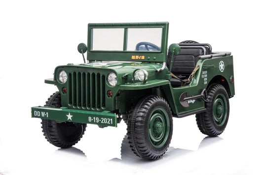 24V 4×4 KIDS WILLY JEEP THREE SEATS MILITARY GREEN