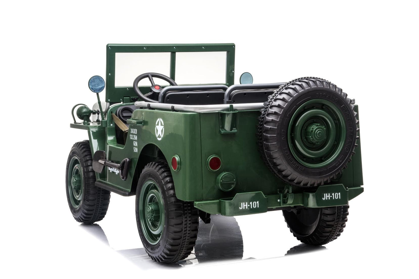 24V 4×4 KIDS WILLY JEEP THREE SEATS MILITARY GREEN